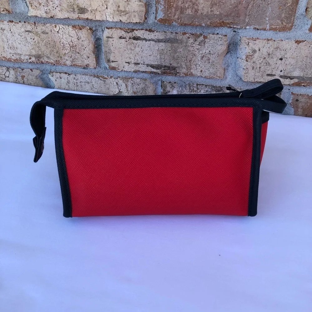 Kenneth Cole Reaction 2 Piece East West Red Navy Travel Toiletries Makeup Bag